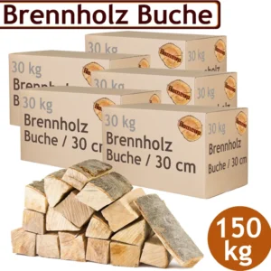 Brennholz Kaminholz Holz 5 - 500 kg Für Ofen und Kamin Kaminofen Feuerschale Grill Buche Feuerholz Buchenholz Holzscheite Wood 30 cm flameup, Menge:150 kg (0.97€/kg)
