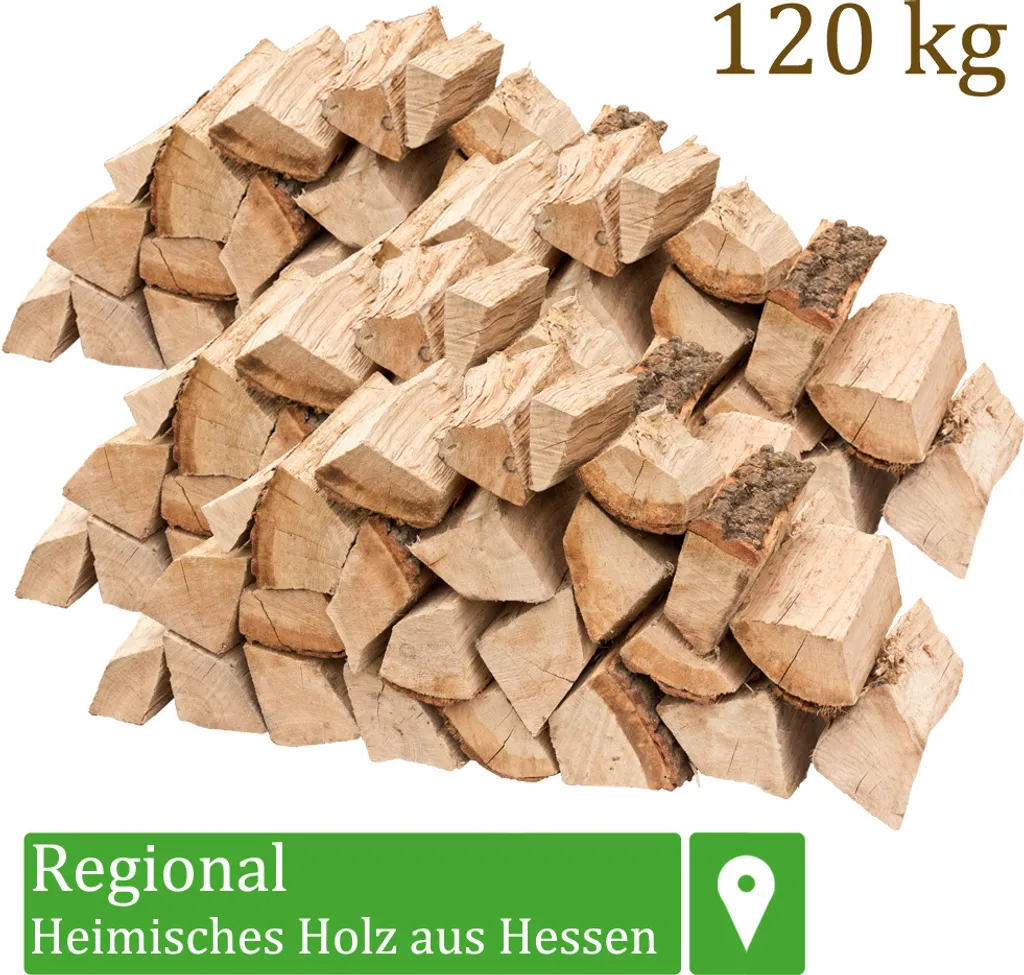 Flameup Brennholz Eiche 120 kg 25 cm kammergetrocknet für Ofen Kamin Feuerschale Grill